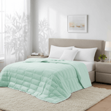 The eco-friendly tencel duvet cover comforter is brushed in the invigorating hues of Mint. Bring the freshness of nature to your room with this cooling down blanket in Mint.