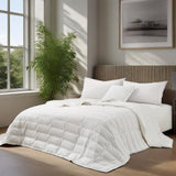 This down blanket is covered in pristine hues of white. Enjoy the coolest sleep every night with these white down blankets.