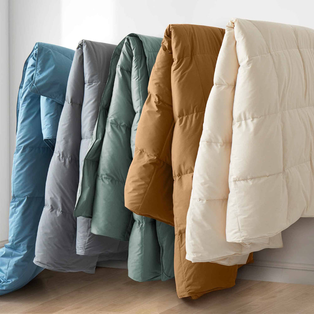 Blue - All Season Organic Cotton Comforter Filled with Down and Feather Fiber