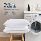 puredown® Made in USA Goose Feather Down Pillows, Queen Size Set of 2, 100% Cotton Cover, Bed Feather Pillows for Sleepering