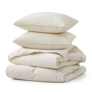 Lightweight Organic Cotton Down Comforter & Pillow Bundle