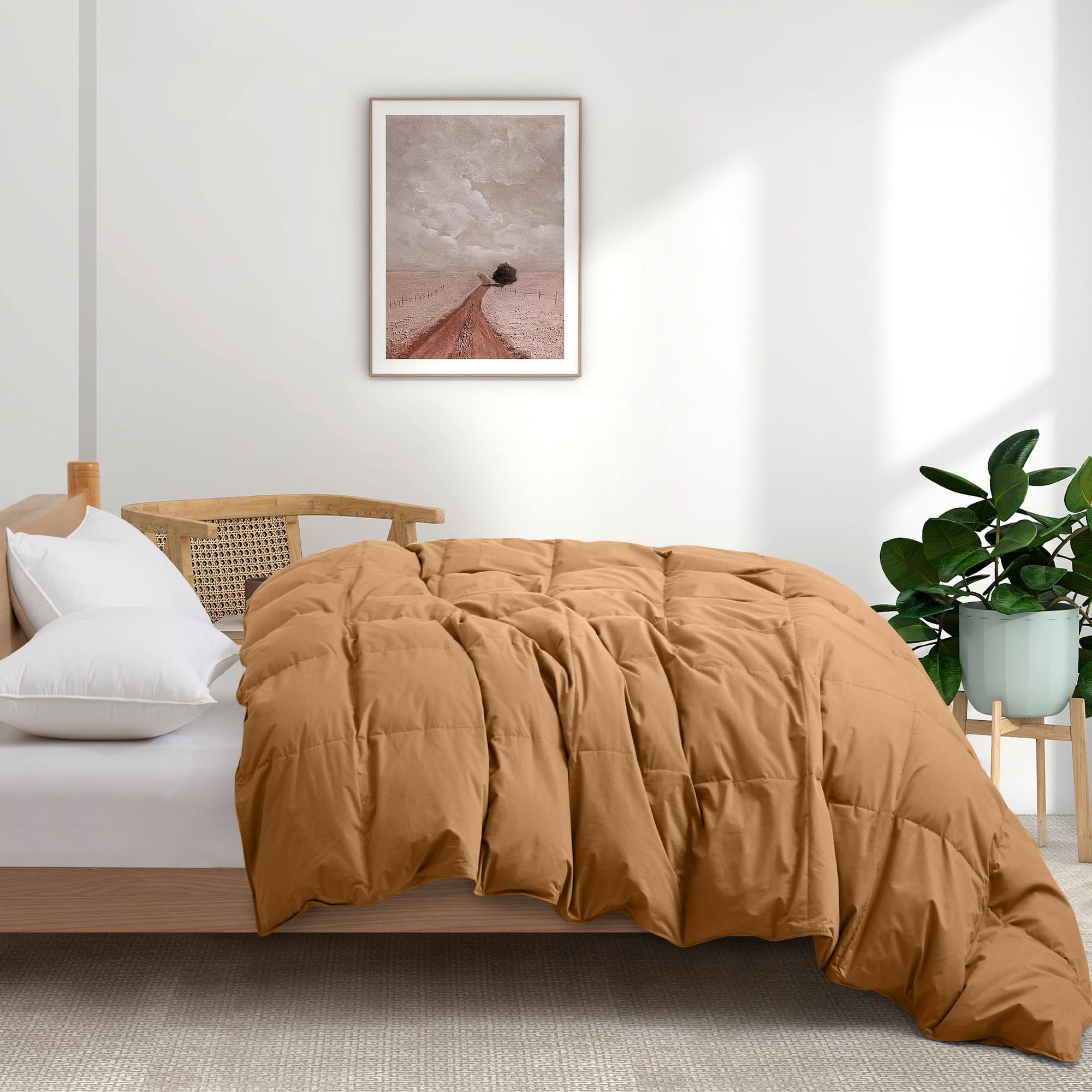Wrap yourself in the earthy warmth of our Fawn Organic Cotton Down Comforter. This neutral beige comforter is designed with a natural GOTS-certified organic cotton shell and filled with plush, responsibly sourced down and feather fiber for breathable comfort year-round. The fawn tone adds a cozy, grounding presence to any bedroom, making it an ideal choice for those who love warm neutrals and organic, sustainable bedding that soothes both body and mind.