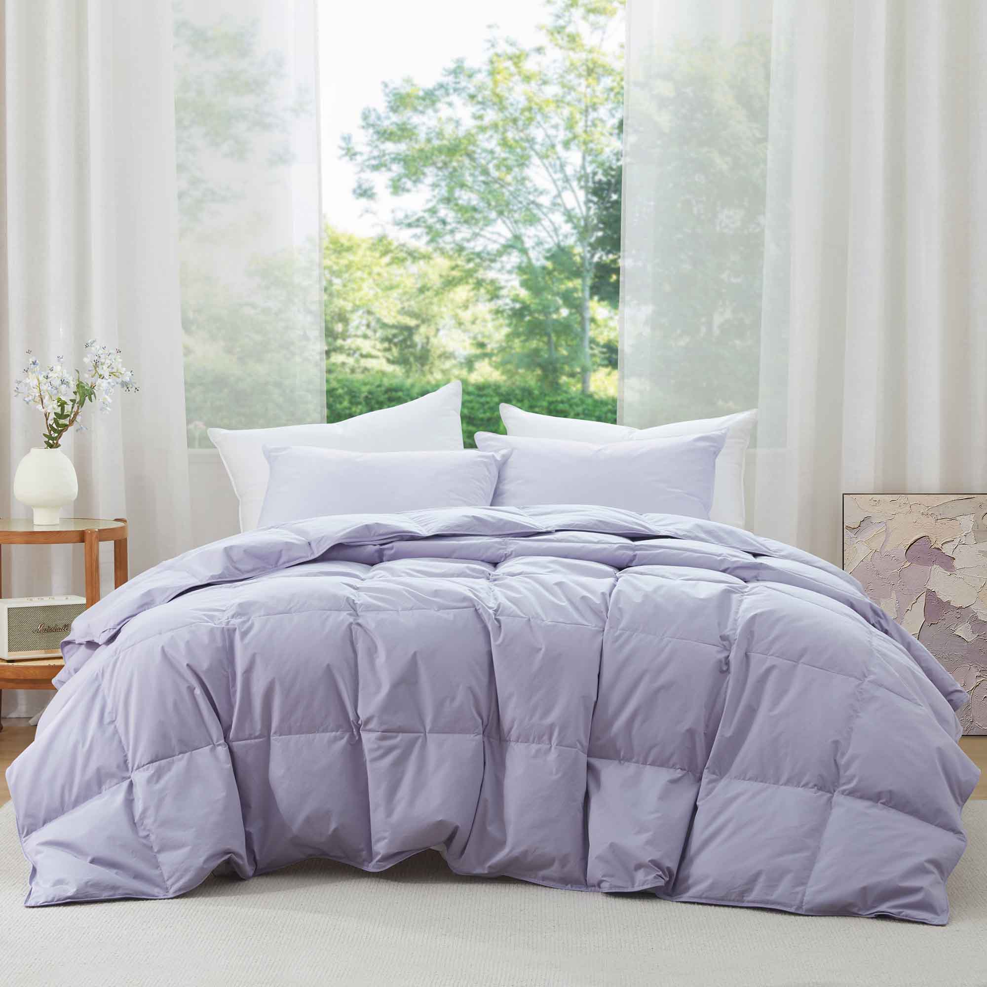 The Lavender organic cotton comforter brings a soft, calming touch to your bedding. Its breathable and lightweight design makes it perfect for warm climates or layering, while the soothing hue adds a subtle pop of color to any room.