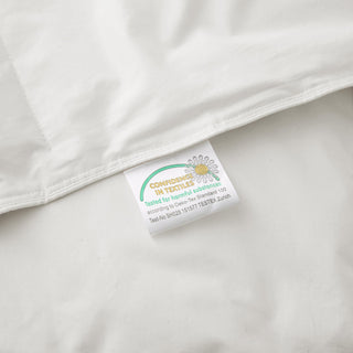 The lightest organic cotton comforter with feathers is covered in crisp tones of white. Add a touch of contemporary finesse to your bedroom or bedding option with this white cover feather down comforter.