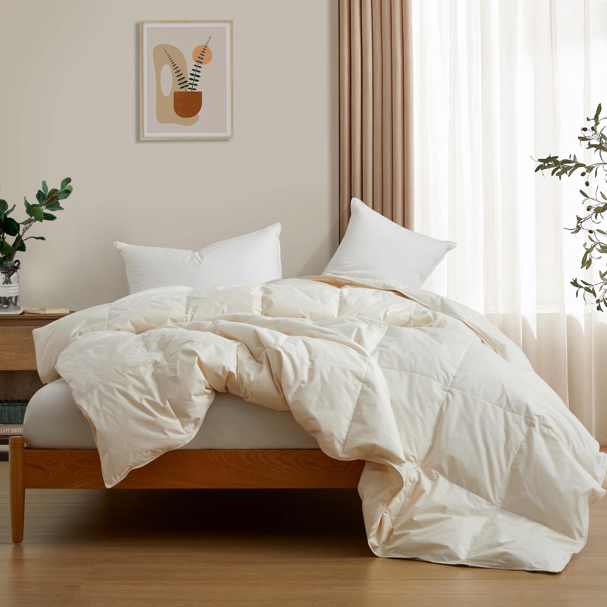 Puredown Lightweight Goose Down Feather Fiber Comforter, Soft and Fluffy  Comforter for Restful Sleep