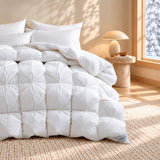 Puredown Luxury White Goose Down Comforter with a quilted pattern on a made bed.