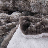 Dark Grey faux rabbit fur comforter set with sherpa backing and matching pillow shams, combining modern style with cozy comfort.