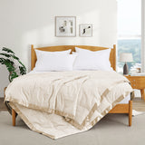 Soft Down Oversized Blanket with Satin Trim for Bed 100% Cotton