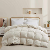 The feather goose down comforters are covered in the subtle touch of cream hues. Bring lavish comfort to your personal space with these feather goose down comforters.