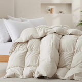 The feather goose down comforters are covered in the subtle touch of cream hues. Bring lavish comfort to your personal space with these feather goose down comforters.