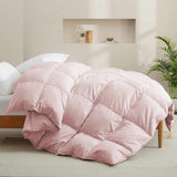 The feather goose down comforter is available in the feminine tones of Pink. Enjoy balanced year-round warmth with this feather goose down comforter.