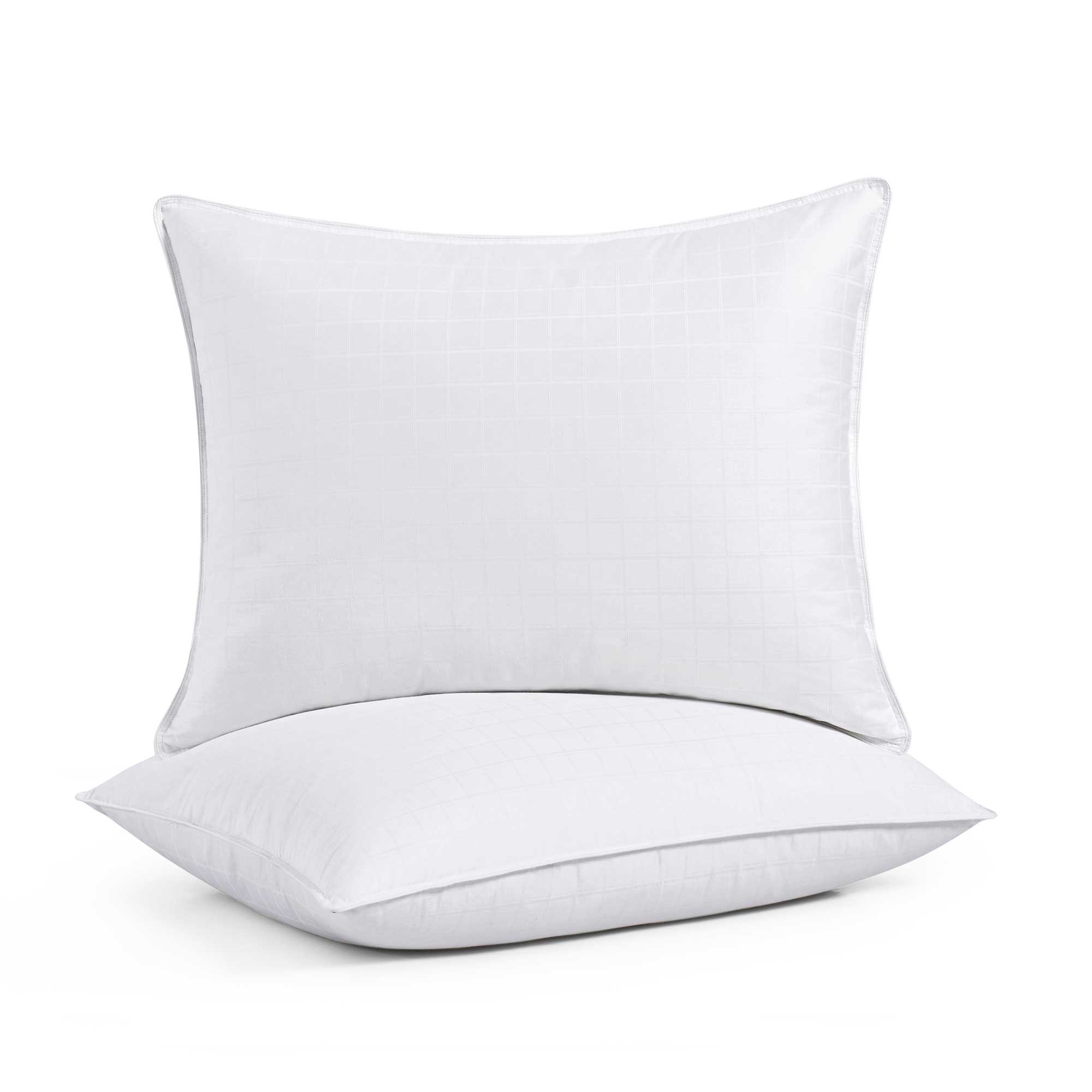 This medium-firm option in pillows with goose feathers is colored in the serene white hues. Adding these down feather pillows to your bedroom will give it an inviting atmosphere and luxurious feel.