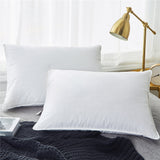 This medium-firm option in pillows with goose feathers is colored in the serene white hues. Adding these down feather pillows to your bedroom will give it an inviting atmosphere and luxurious feel.