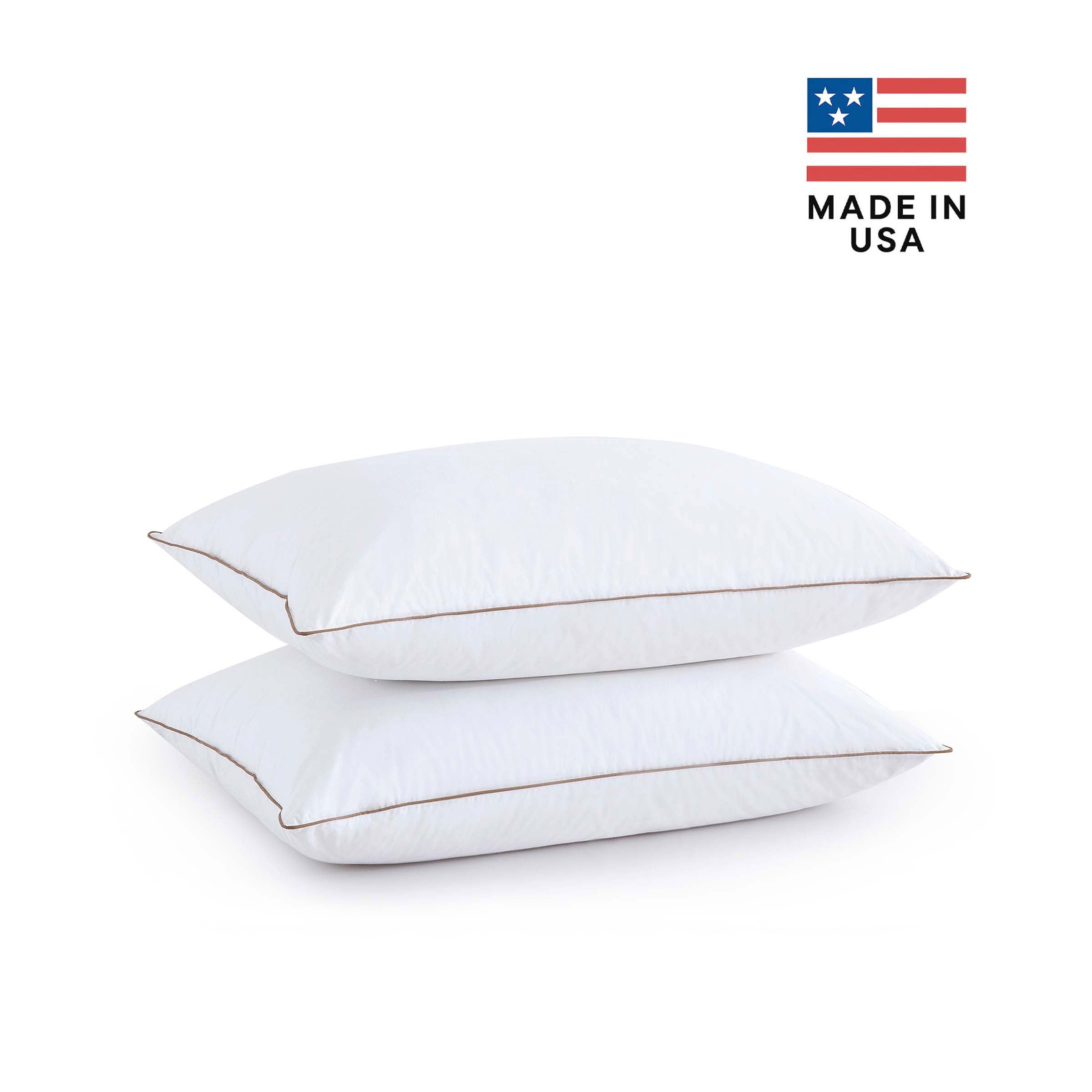 2-pack classic goose down feather pillows with soft cotton shell, offering medium support and natural fill for everyday comfort.