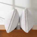 Set of 2 Goose Feather Down Gusseted Bed Pillow with Breathable Cotton Cover