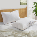 Medium-Firm Goose Feather Down Pillow with Gusset, Medium Neck Support for Stomach, Side and Back Sleepers - White