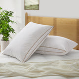 Medium-Firm Goose Feather Down Pillow with Gusset, Medium Neck Support for Stomach, Side and Back Sleepers - White