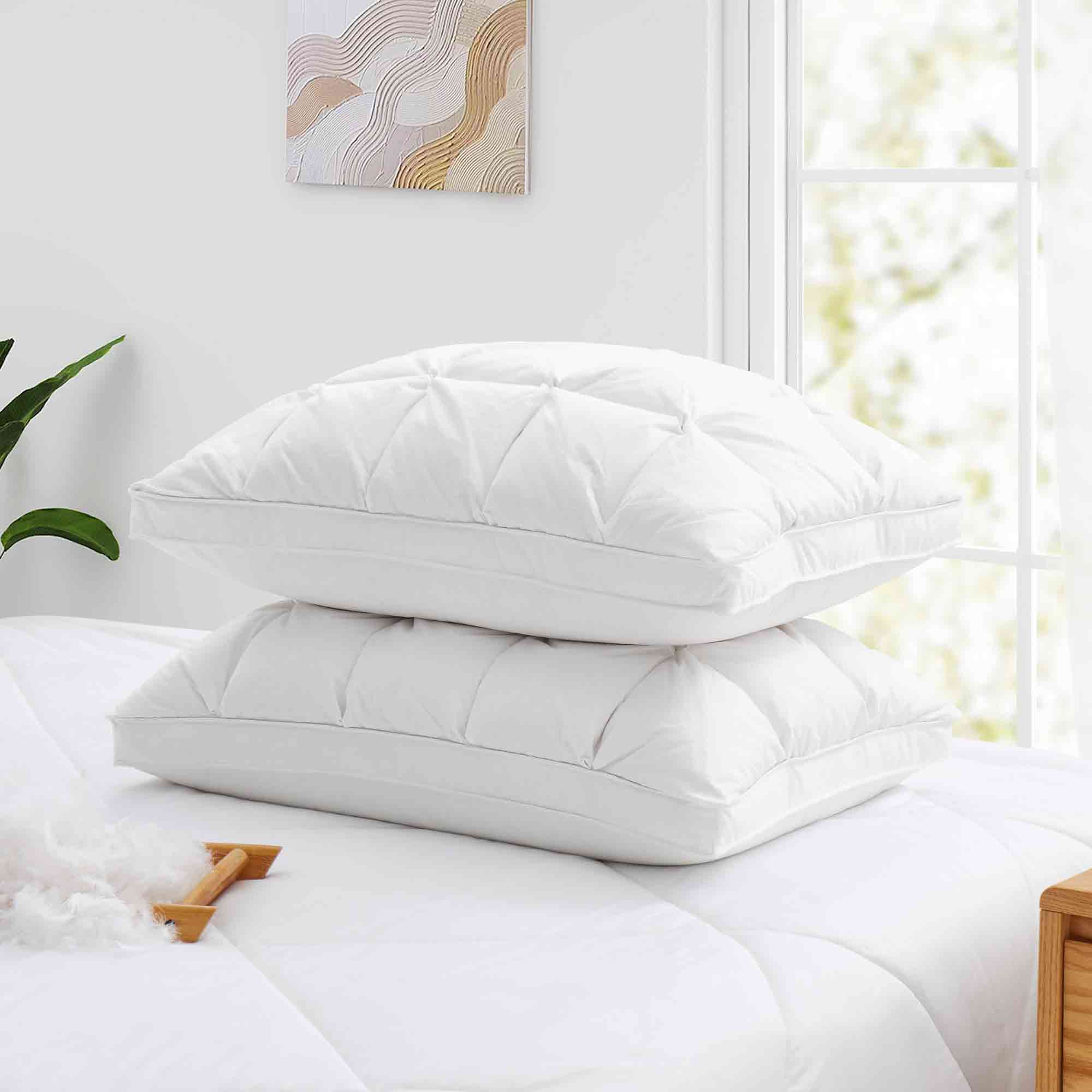 The perfect pillow is brushed in the serene tones of white. Add a dash of summer delight to your room with these luxury down goose feather pillows in white.