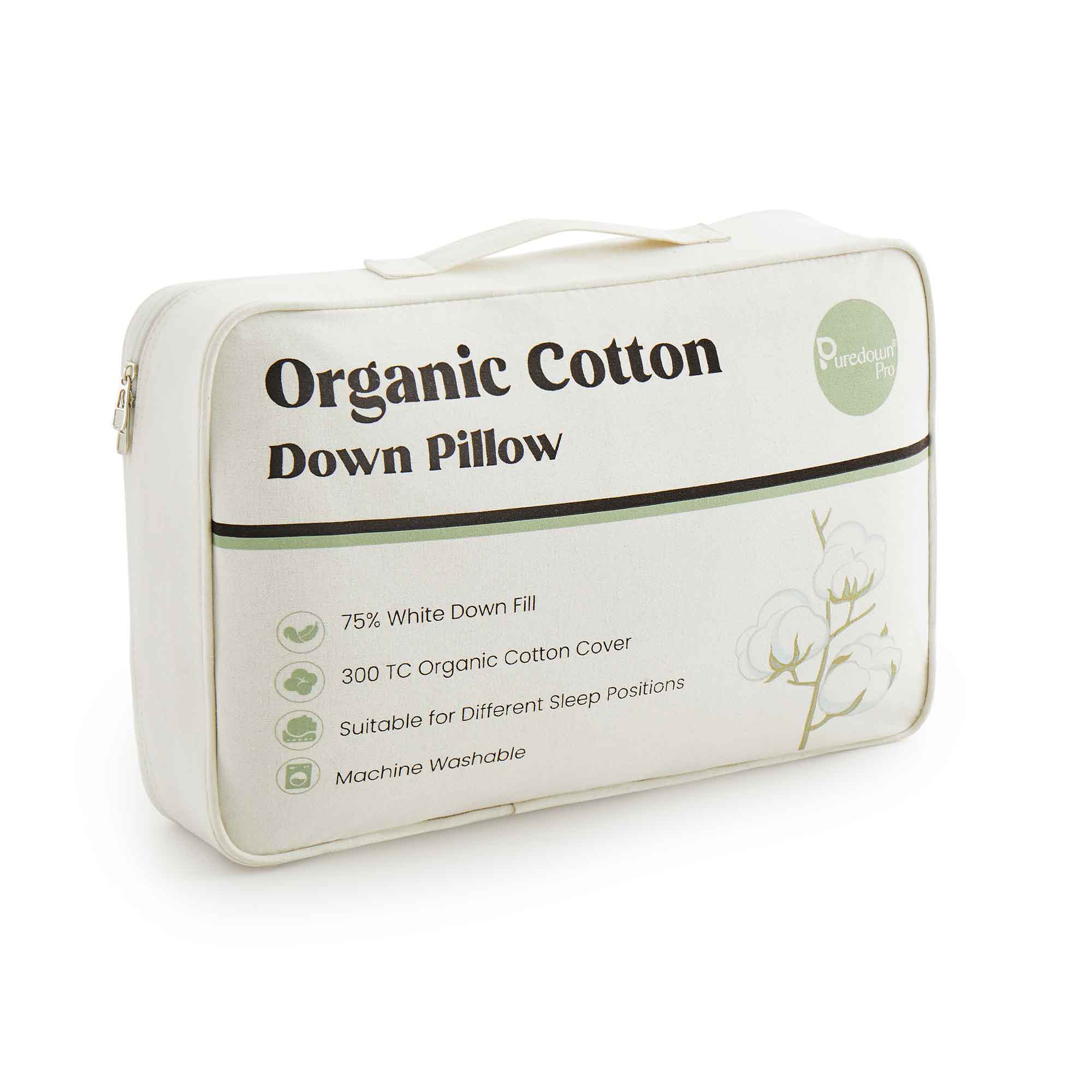 The fluffier pillow is covered in soft hues of off-white. Sink in the plush support and comfort of these best down pillows.