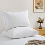 2 Pack Organic Cotton Down Feather Pillows for Back and Side Sleepers