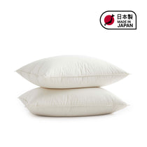 Japanese-made organic cotton down pillow with breathable cover and natural down fill