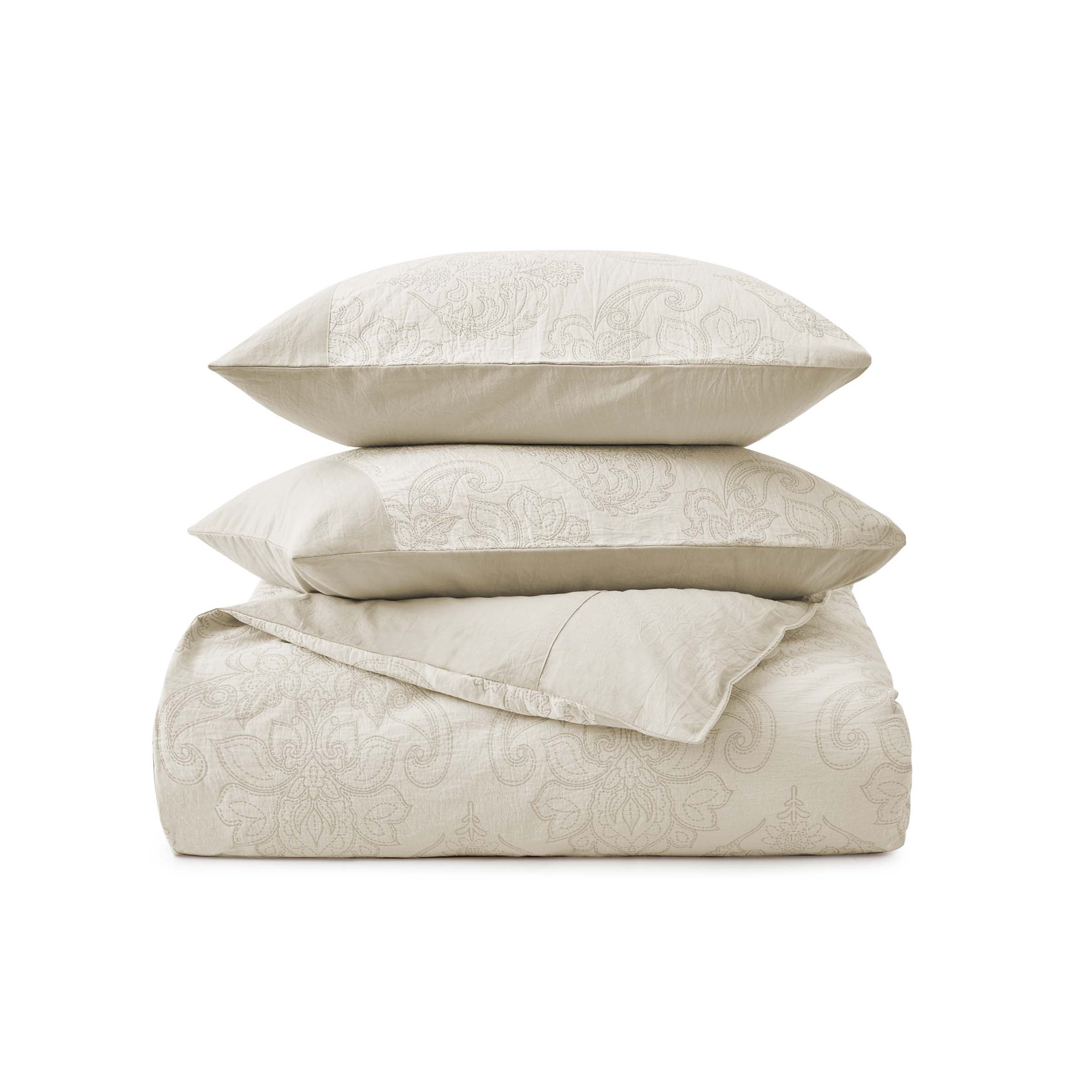 The duvet cover set features a charming damask pattern in cream hues. Elevate your everyday bedding with this duvet cover set in Cream.