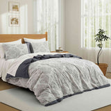 Enchanting strokes of a damask pattern in dark grey shade envelop the beautiful duvet cover set. Bring home the allure of modernism with this duvet set in Dark Grey.