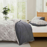 Enchanting strokes of a damask pattern in dark grey shade envelop the beautiful duvet cover set. Bring home the allure of modernism with this duvet set in Dark Grey.