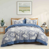 The cotton and gauze duvet cover set is adorned with a symphony of flowers in a lovely pattern and brushed in the sophisticated tones of navy. Enjoy ultimate comfort and comfortable sleep every night with this duvet set in Navy.