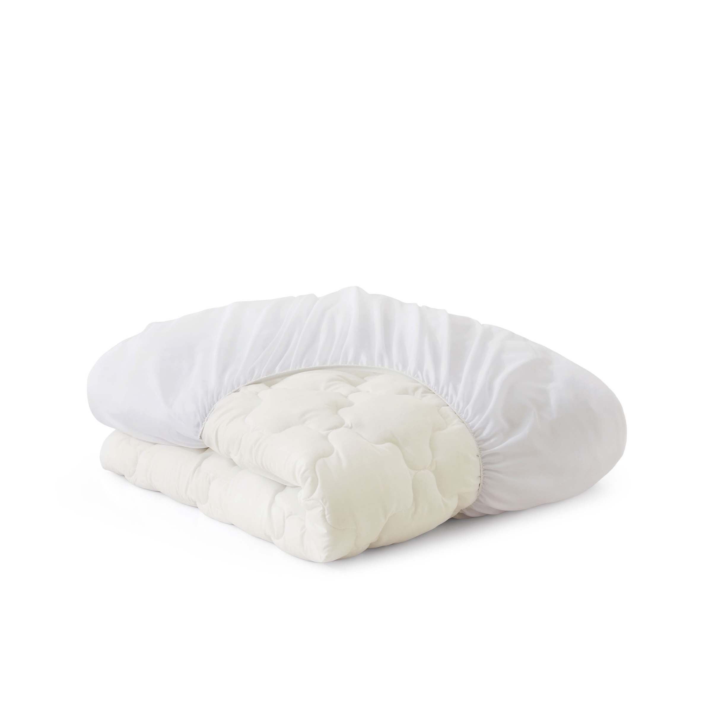 The waterproof protector is covered in the shades of natural material organic cotton or off-white tones. Enjoy extra comfort with this additional layer of comfort white mattress cover on your up to 15 inch deep mattress.