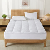 PCM Cooling Quilted Fitted Mattress Pad with Elastic Deep Pocket - White