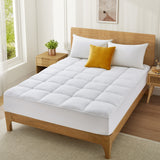 PCM Cooling Quilted Fitted Mattress Pad with Elastic Deep Pocket - White