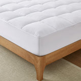 PCM Cooling Quilted Fitted Mattress Pad with Elastic Deep Pocket - White