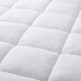 PCM Cooling Quilted Fitted Mattress Pad with Elastic Deep Pocket - White