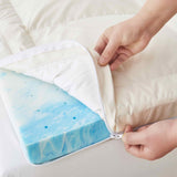 The organic cotton mattress encasement is covered in the serene tones of off-white. Turn your bedroom into a comfortable sleep environment with this washing machine friendly wash cover in off white.