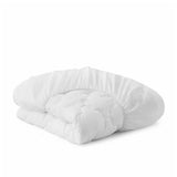 The Organic Cotton Waterproof Mattress Pad, white, folded, and quilted, is displayed on a plain white background.