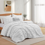 3-Piece Seersucker Bubble Ruffled Chic Textured Comforter Set, Lightweight Bedding Set