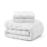3-Piece Seersucker Bubble Ruffled Chic Textured Comforter Set, Lightweight Bedding Set