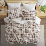 Soft Taupe offers cozy elegance for the cold season. This 3-piece reversible faux rabbit fur comforter set features an ultra-soft, velvety texture paired with a plush sherpa reverse, providing exceptional warmth and comfort during chilly nights. The soothing blend of beige and gray tones adds a touch of sophistication to any bedroom, making it the perfect choice for a stylish, snug winter retreat.