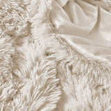 Fluffy Shaggy Reversible Faux Fur Comforter Set, Fuzzy Plush Bedding Set