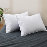 Set of 2 Premium Medium-Firm Goose Feather Down Bed Pillow with Gusset