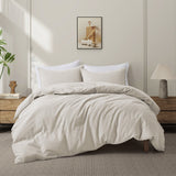 Linen Cotton Duvet Cover and Pillow Sham Set, Breathable and Skin-Friendly Bedding Set