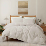 Classic and versatile, the Beige Linen Cotton Blend Duvet Cover Set brings an airy, textured elegance to any bedroom. Made from a 55/45 linen-cotton blend, it offers the crisp feel of linen with the softness of cotton, ensuring moisture-wicking breathability and lasting durability