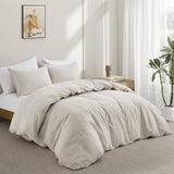 Linen Cotton Duvet Cover and Pillow Sham Set, Breathable and Skin-Friendly Bedding Set