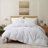 Elevate your bedding with the crisp, timeless look of our White Linen Cotton Blend Duvet Cover Set. The clean white color offers a fresh, minimalist aesthetic, perfect for any bedroom décor. Made from a breathable 55% linen and 45% cotton blend, this set is soft, moisture-wicking, and ideal for year-round comfort.