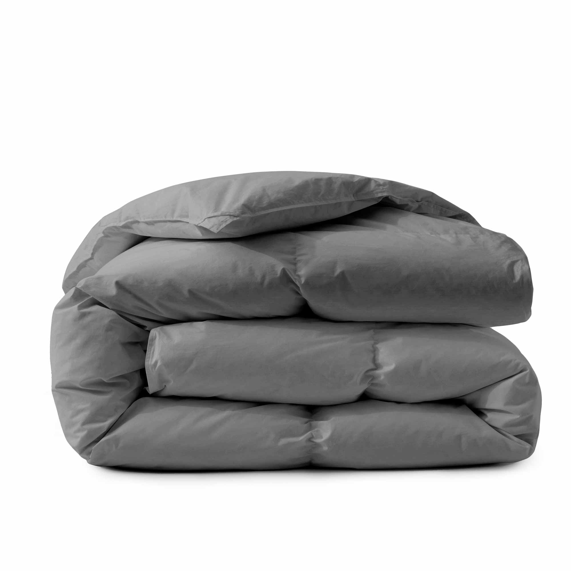 A neatly folded Premium Goose Feather Comforter displayed on a white background.