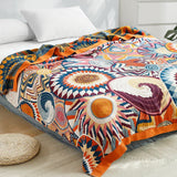 100% Cotton Boho Floral Thermal Breathable Jacquard Throw Blankets