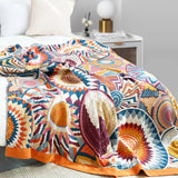 The couch blanket features abstract patterns of sunrise in vivid hues. Welcome the bright and shiny summers with this sweet blanket in Sunrise style.