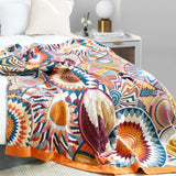 100% Cotton Boho Floral Thermal Breathable Jacquard Throw Blankets