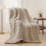 Handmade Chunky Knit Chenille Yarn Throw Blanket 50"x60"